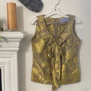 Vera Wang Lavender Label Gold Floral Sleeveless Blouse
